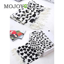 For Lady Girl Love Heart White Face Black Heart Tassel Scarf Shawl 1STL ELY
