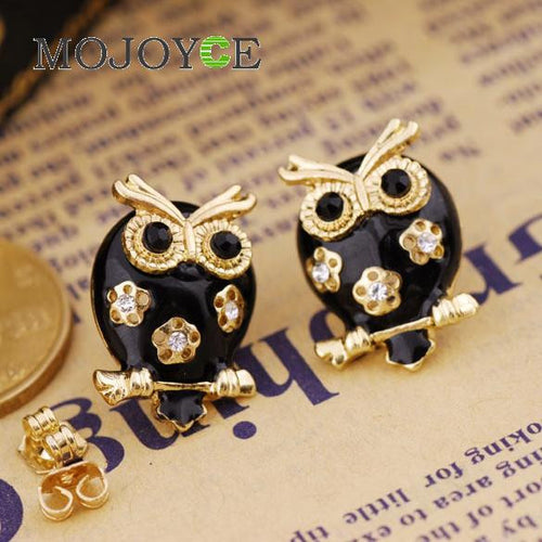 Forest Doctor Vintage Rhinestone Owl Earring Stud 1STL ELY