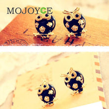Forest Doctor Vintage Rhinestone Owl Earring Stud 1STL ELY