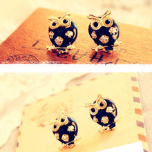 Forest Doctor Vintage Rhinestone Owl Earring Stud 1STL ELY