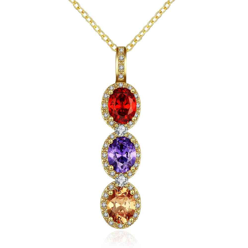 18k gold plated necklaces Crystal tricolor collier bijoux femme SKGN118 ELY
