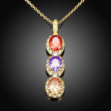 18k gold plated necklaces Crystal tricolor collier bijoux femme SKGN118 ELY