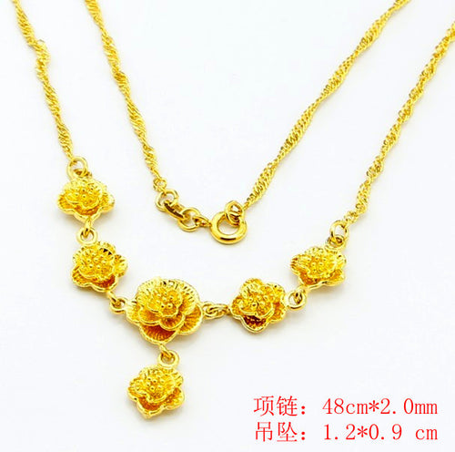 Lovely 24k gold plated pendant necklace rose collier femme diy YHDN 6 ELY