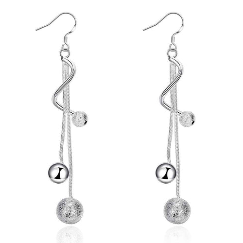 Lovely silver earings jewelry Twisted Beads drop brincos de festa bijoux 276 ELY