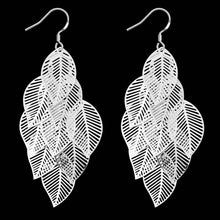 Lovely silver plated earings Gloss Leaves drop pendientes bear jewerly accessories 214 ELY