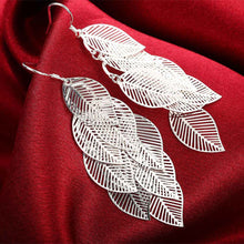 Lovely silver plated earings Gloss Leaves drop pendientes bear jewerly accessories 214 ELY