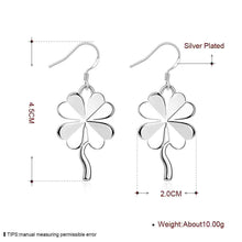 Lovely silver plated earring Four-leaf Clover drop ear cuff ELY