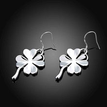 Lovely silver plated earring Four-leaf Clover drop ear cuff ELY