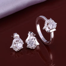 Lovely silver-plated jewelry sets white rose R+E charm ELY