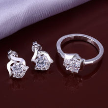 Lovely silver-plated jewelry sets white rose R+E charm ELY