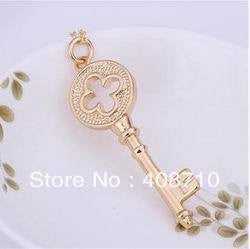 Lovely silver-plated pendant Golden Clover key colar feminino ELY