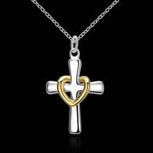 Lovely silver-plated pendant Heart Cross tattoo choker bijoux women ELY