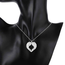 Lovely silver plated pendant necklace Angel Heart Wings bead necklace Elegant 357 ELY