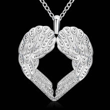 Lovely silver plated pendant necklace Angel Heart Wings bead necklace Elegant 357 ELY