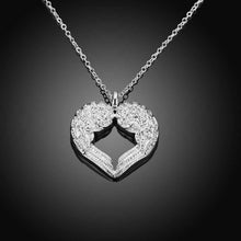 Lovely silver plated pendant necklace Angel Heart Wings bead necklace Elegant 357 ELY