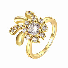 18K Gold Plating wedding rings Flowers in full bloom anillos bear Elegant ELY