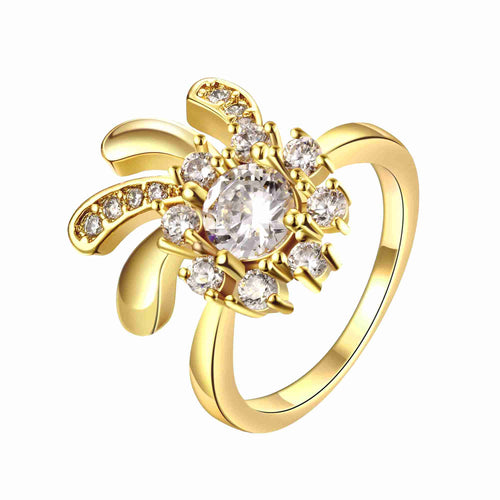 18K Gold Plating wedding rings Flowers in full bloom anillos bear Elegant ELY