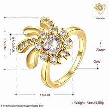 18K Gold Plating wedding rings Flowers in full bloom anillos bear Elegant ELY