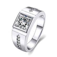 18k gold plated engagement ring Square crystal inlay men ring floating charms ELY