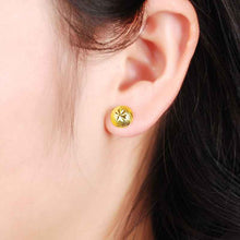 24k gold plated earring round stud pendientes bear Personalized YHDE 1 ELY