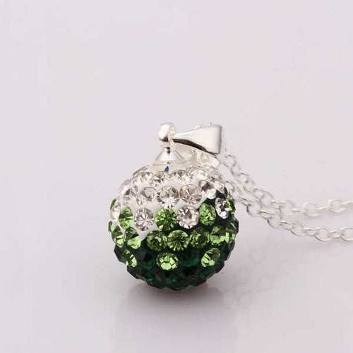 african beads pendant necklace green silver crystal collar wedding jewelry ELY