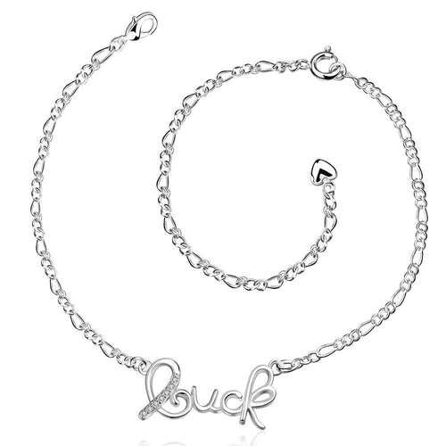 silver anklet LOVE bracelet on ankle love ELY