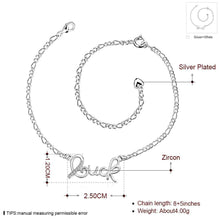 silver anklet LOVE bracelet on ankle love ELY