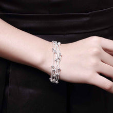 silver plated Five lines light bead men bracelet Personalized234 ELY