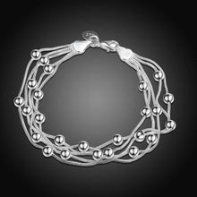 silver plated Five lines light bead men bracelet Personalized234 ELY