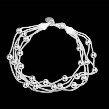 silver plated Five lines light bead men bracelet Personalized234 ELY