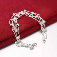silver plated Five lines light bead men bracelet Personalized234 ELY