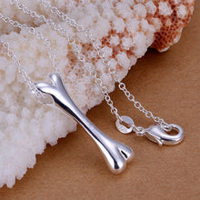 silver plated necklaces &amp; pendants Large bones collares mujer Gift for her ELY