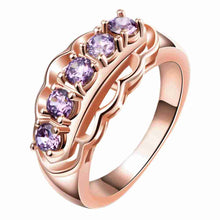 18K Gold Plating rings Lace inlay crystal opal love ELY
