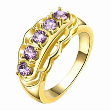 18K Gold Plating rings Lace inlay crystal opal love ELY