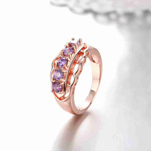 18K Gold Plating rings Lace inlay crystal opal love ELY