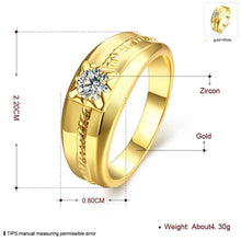 18K Gold Plating wedding rings Round bar insets men ring fine jewelry ELY