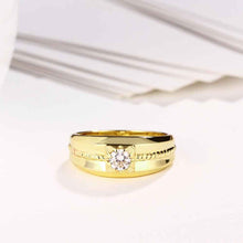 18K Gold Plating wedding rings Round bar insets men ring fine jewelry ELY