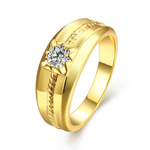 18K Gold Plating wedding rings Round bar insets men ring fine jewelry ELY