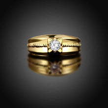 18K Gold Plating wedding rings Round bar insets men ring fine jewelry ELY