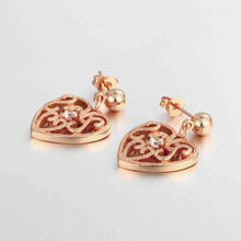 18k gold plated earings jewelry pierced hearts stud brinco floating charms ELY