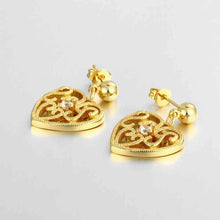 18k gold plated earings jewelry pierced hearts stud brinco floating charms ELY