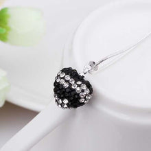 Shamballa pendant necklace silver black heart bisuteria diy ELY