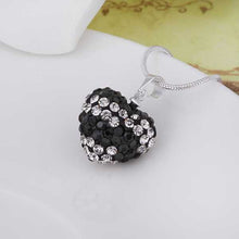 Shamballa pendant necklace silver black heart bisuteria diy ELY