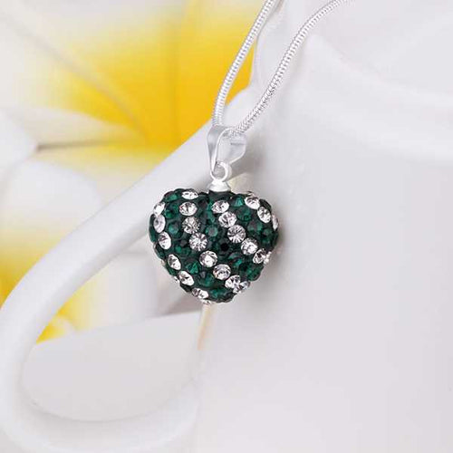 african beads necklaces & pendants silver heart crystal lo collares Elegant ELY