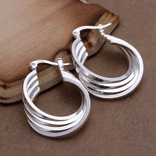 silver plated earings Four Ring hoop brincos de festa collier plastron femme ELY