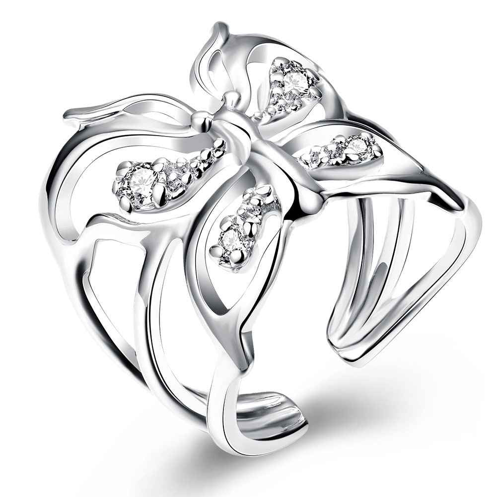 silver wedding ring Inlay Butterfly aliancas jewerly accessories 35 ELY