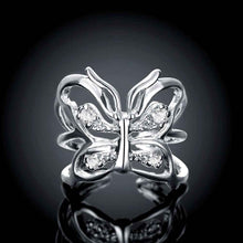 silver wedding ring Inlay Butterfly aliancas jewerly accessories 35 ELY