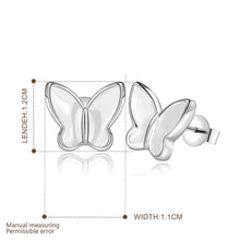 silver earrings White butterfly stud brinco bijoux 563 ELY