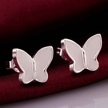 silver earrings White butterfly stud brinco bijoux 563 ELY