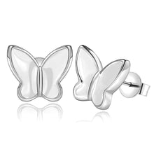 silver earrings White butterfly stud brinco bijoux 563 ELY